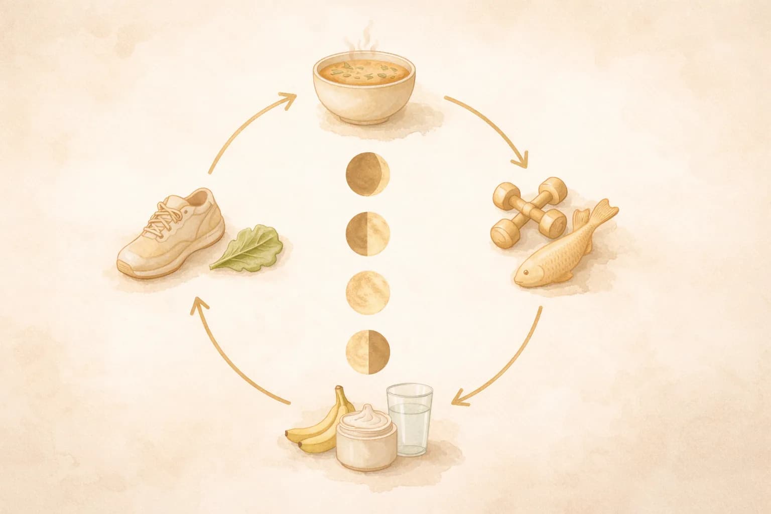 月の満ち欠けと食事・運動の対応を示す図